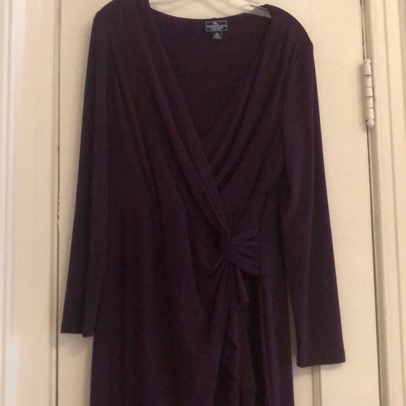 american living dress Dresses & Skirts - Elegant purple long sleeve,sexy plunge mid length